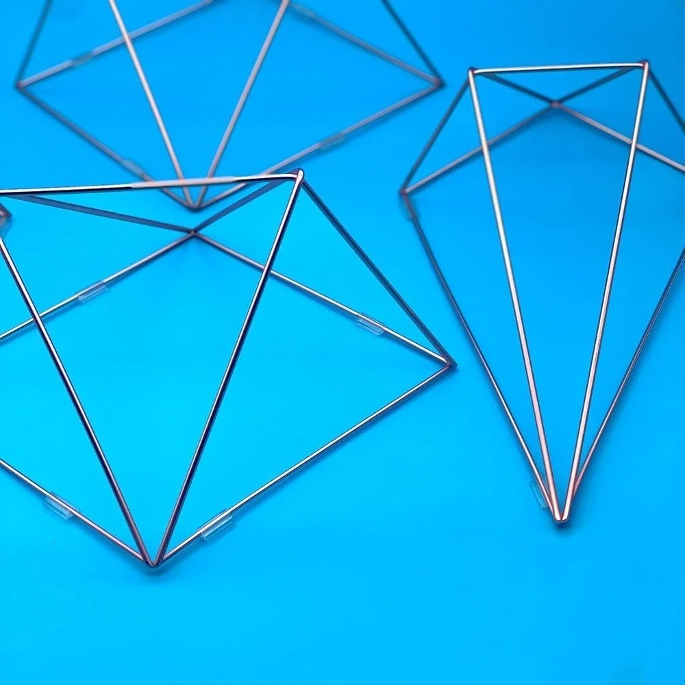 Set of 6 Geometric Terrarium Copper Metal Wire Crystal Shape‎ Centerpiece Decor